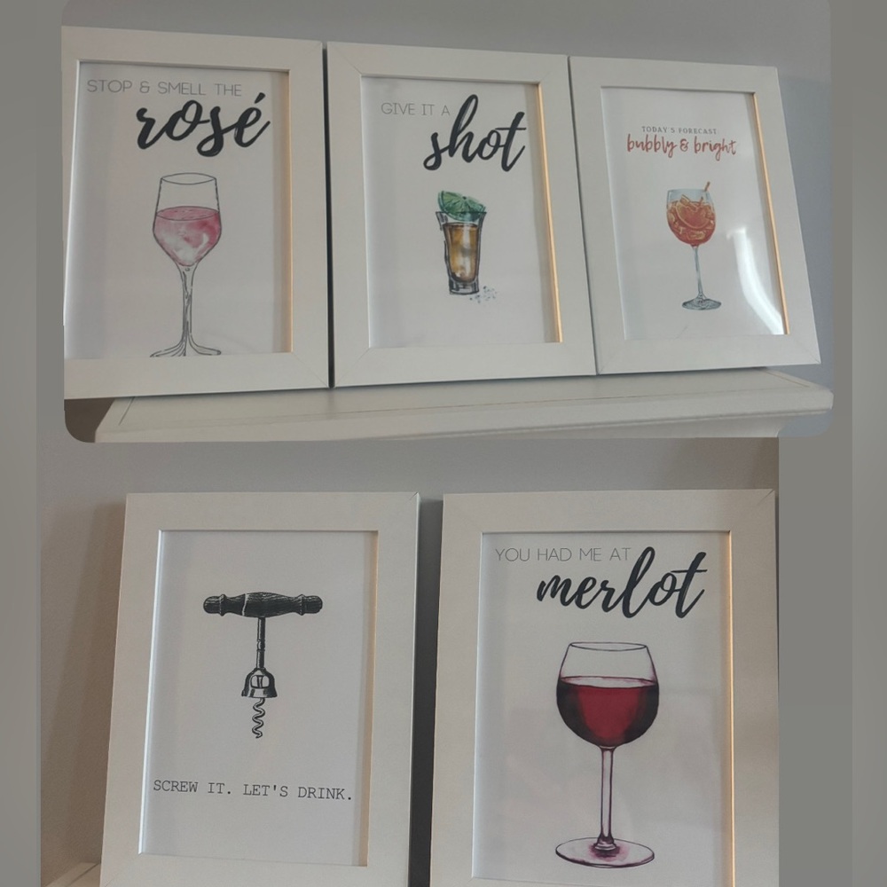 Bar Saying Pictures Framed, Shelves Included!